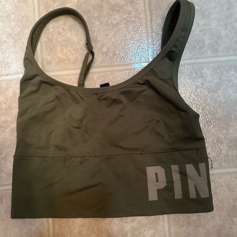 PINK Victoria's Secret Green Sports Bra Intimates & Sleepwear